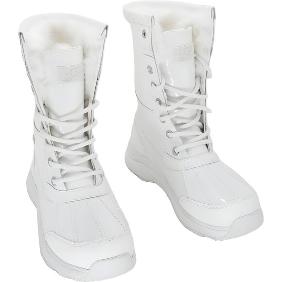 UGG Women's Adirondack Boot III Patent Leather Winter Boots, White, Size 5